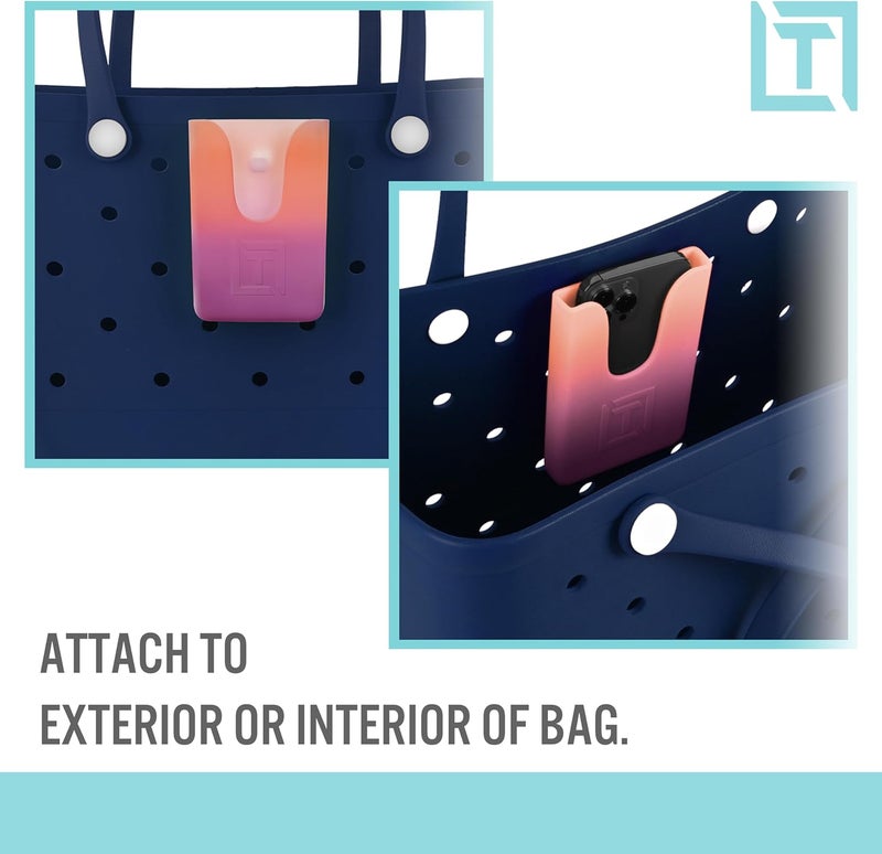 Tributary Brands - Pink Ombré Phone Holder for Bogg Bag and Simple Modern Bag - Made of Silicone and Fits All Phone Sizes - Image 2